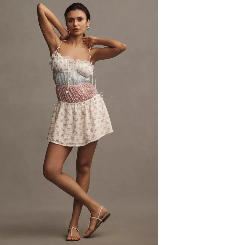 For Love & Lemons Elula Mini Dress XXS 2XS pink floral new nwt - Picture 3 of 8